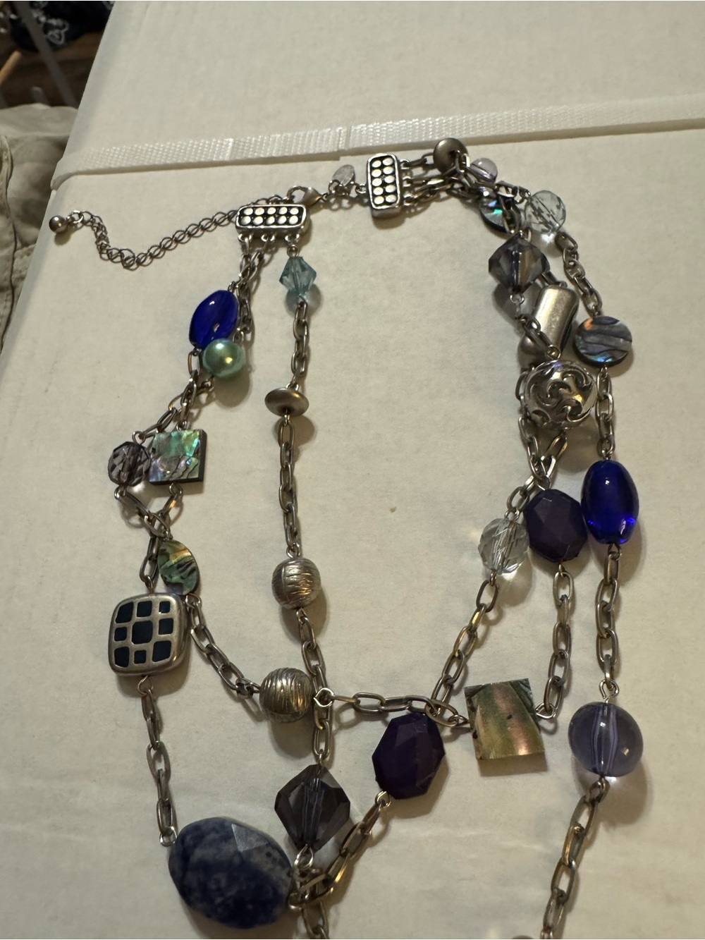 Lia Sophia Blue & Purple Multi-Strand Statement Necklace